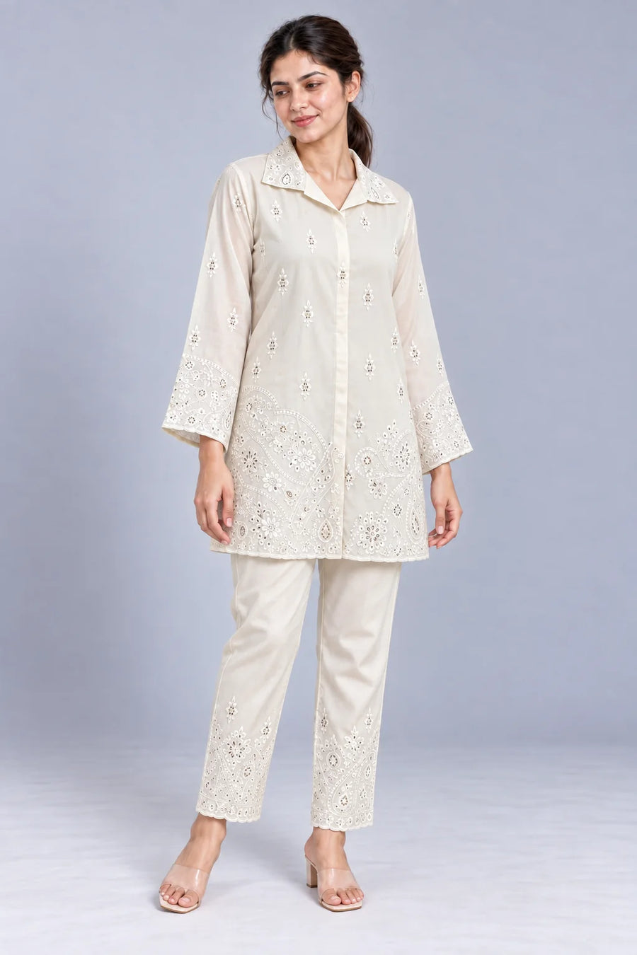 Ivory Paisley Chanderi Co-ord Set