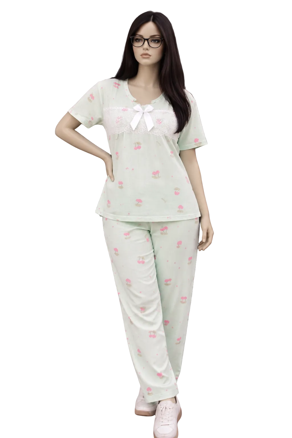 Summer Stretchable Floral Cotton Cordset Nightsuit