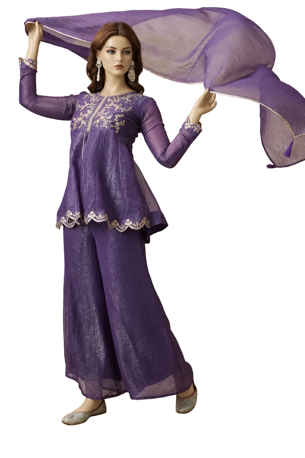 Embroidered Fendy Heavy Silk Sharara Set